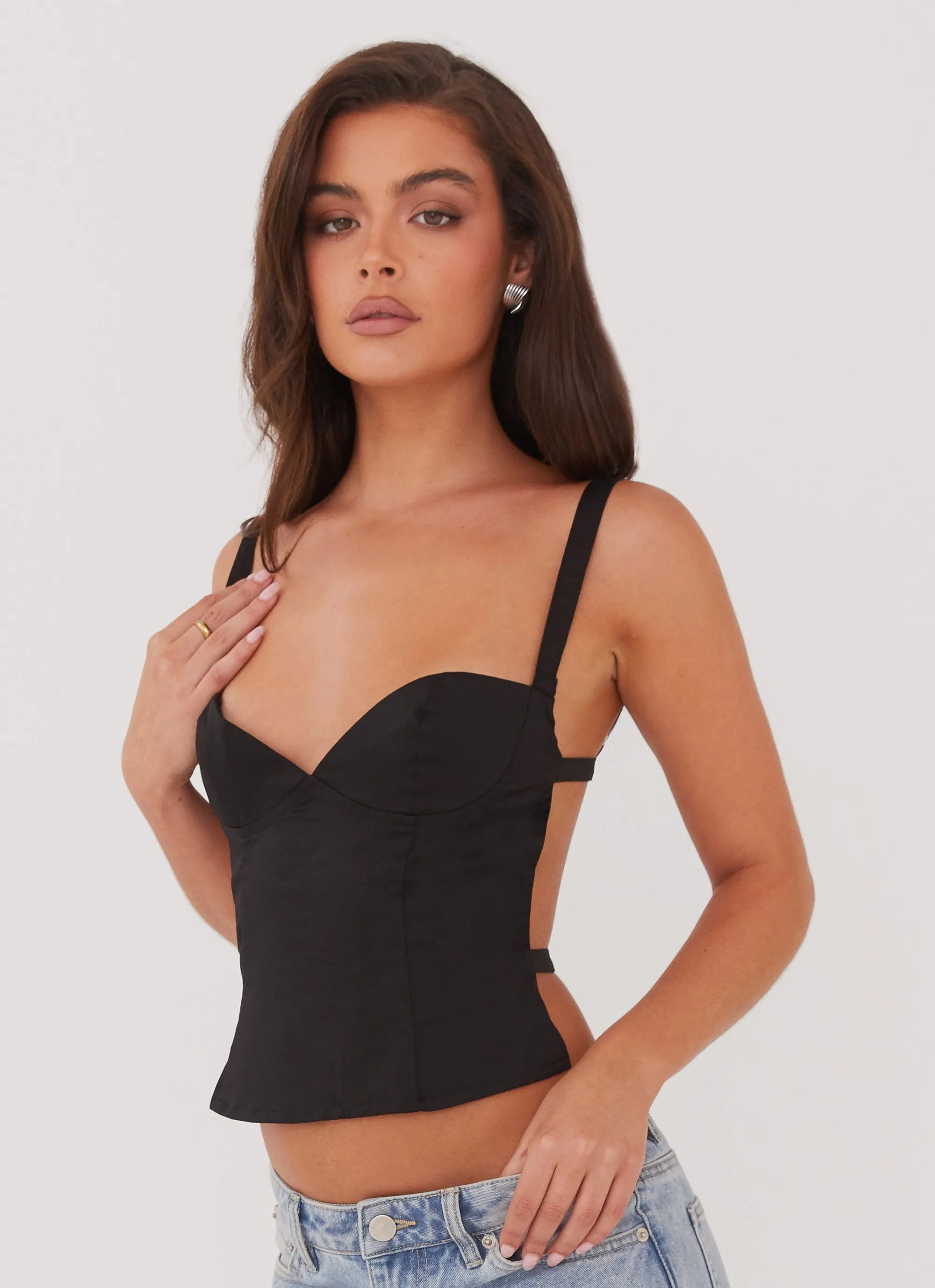 Stretch Fit Top FlexibleRibbing Naomi Backless Top - Black