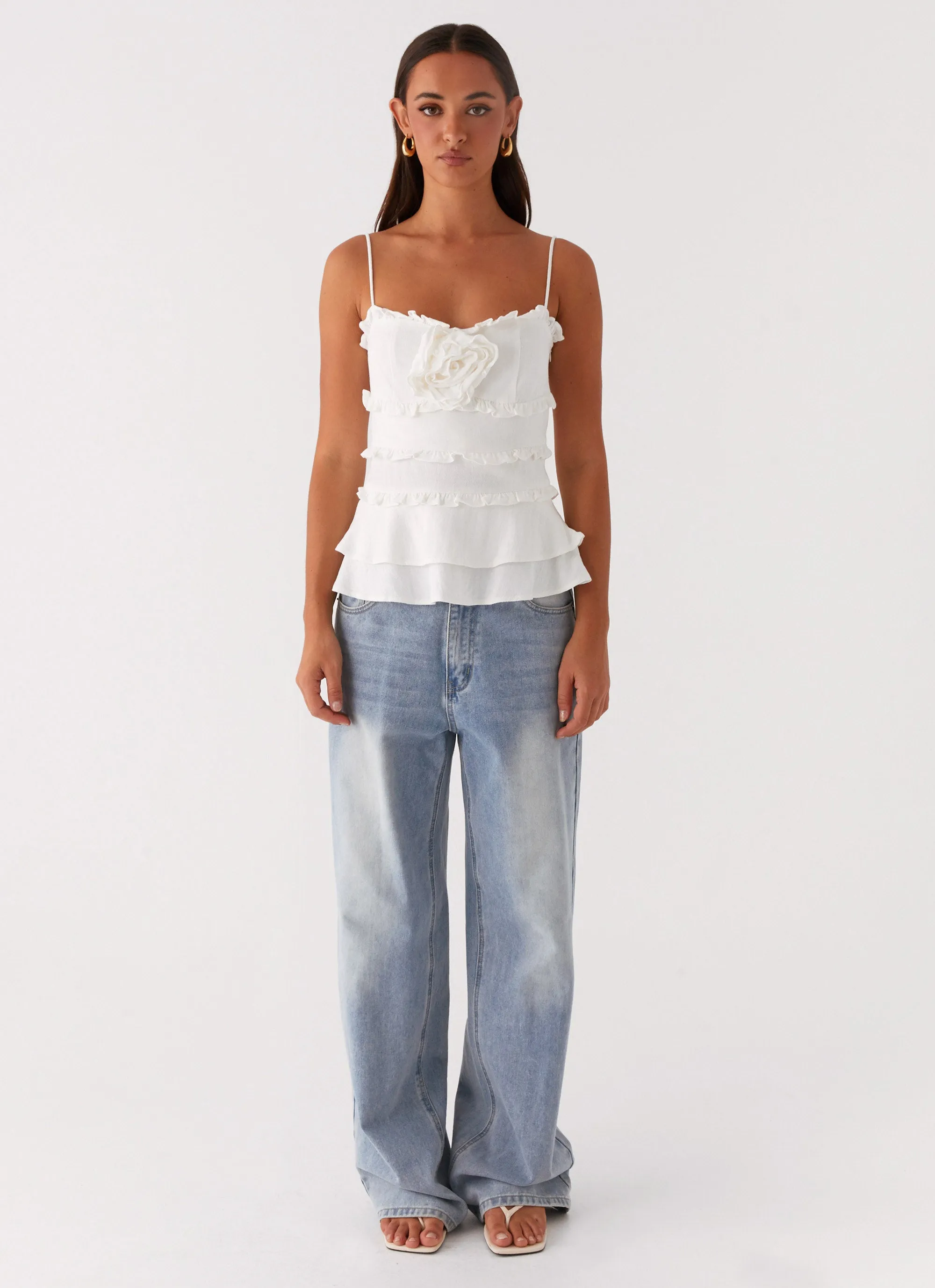 Modular Pocket Layout Wilde Linen Rose Top - White