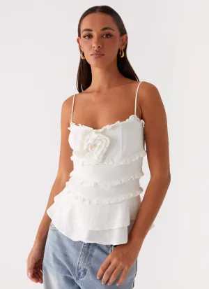 MinimalistSilhouette Tension Balanced Design Wilde Linen Rose Top - White