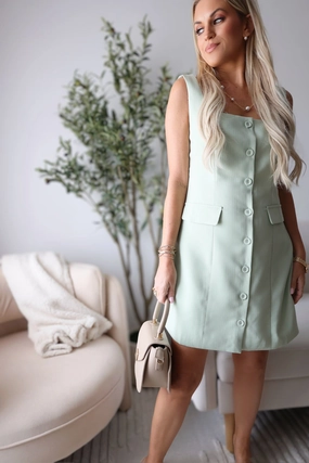 Two Tone Weave Margot Button Mini Dress (FINAL SALE)