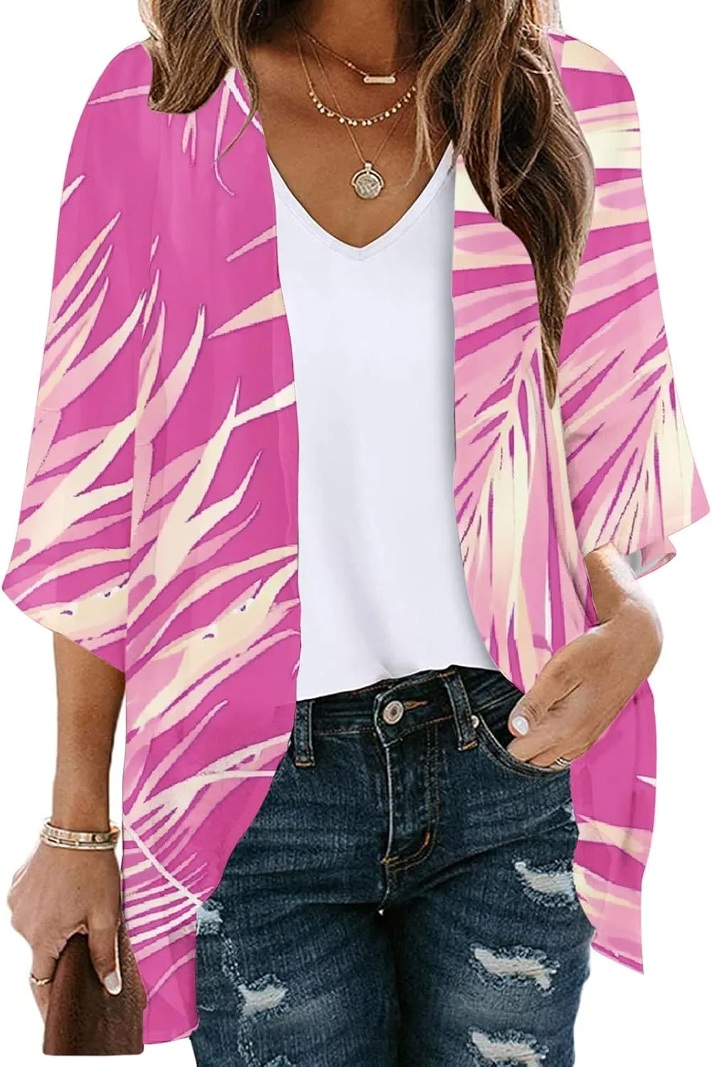 Lightweight Chiffon Cardigans for Women Long Sleeve Sun Shirts Open Front Summer Coverups UV Protection Swim Cover Up