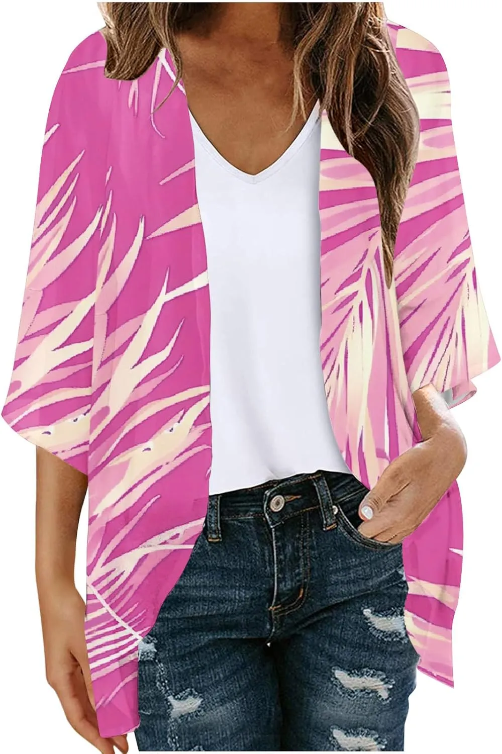 Lightweight Chiffon Cardigans for Women Long Sleeve Sun Shirts Open Front Summer Coverups UV Protection Swim Cover Up