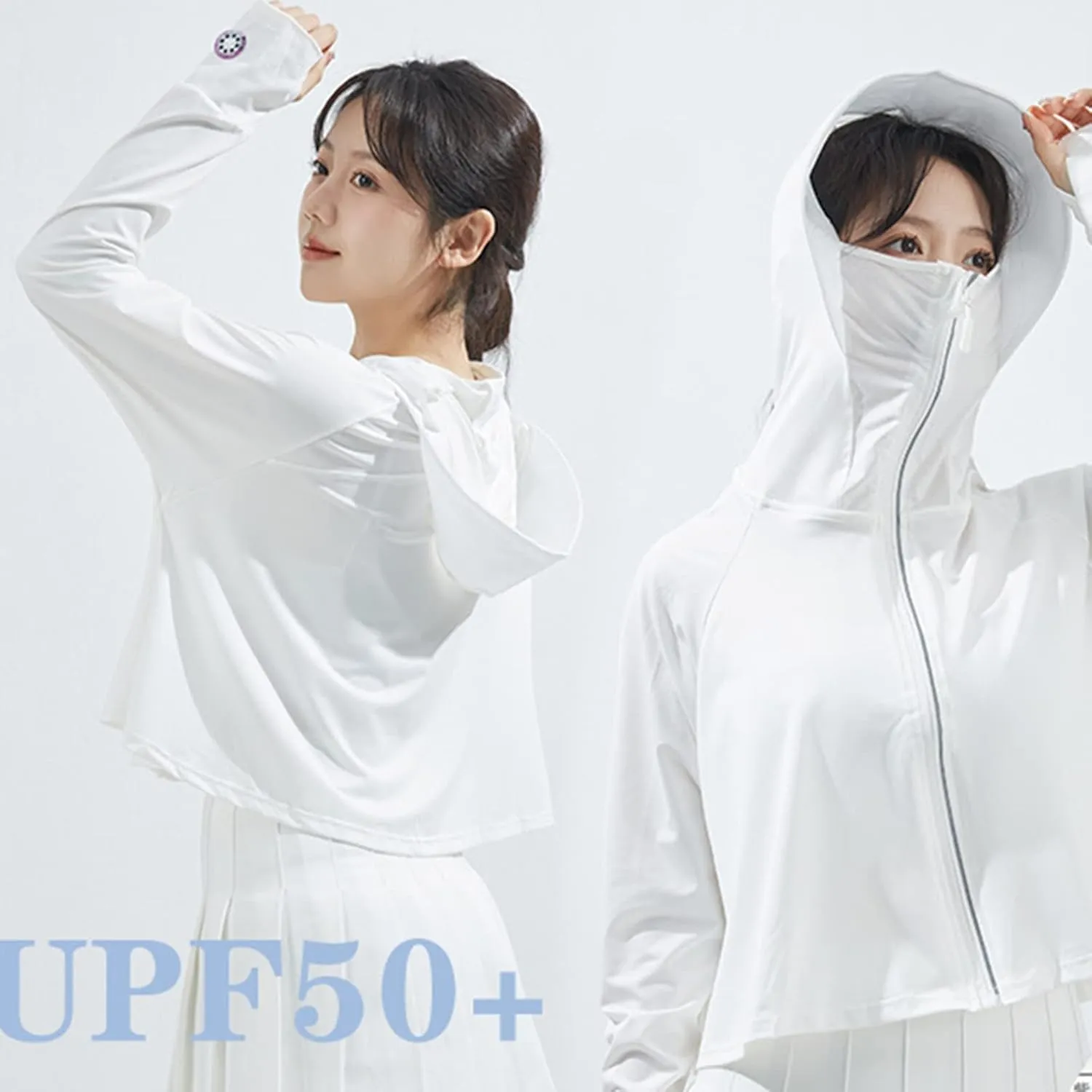 Lightweight UPF 50 Long Sleeve Women Fishing SPF Jacket Crop Breathable T Shirt Sun Protection Hooded UPF 50  Shirts