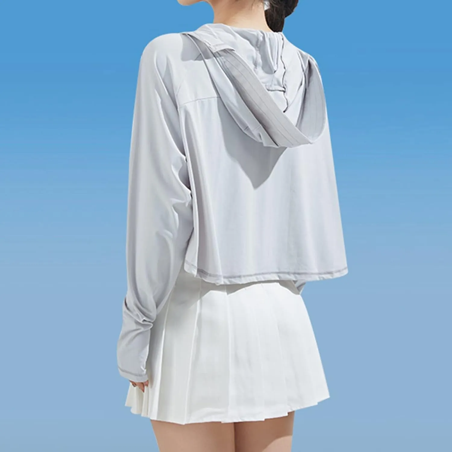 Lightweight UPF 50 Long Sleeve Women Fishing SPF Jacket Crop Breathable T Shirt Sun Protection Hooded UPF 50  Shirts
