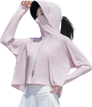 Lightweight UPF 50 Long Sleeve Women Fishing SPF Jacket Crop Breathable T Shirt Sun Protection Hooded UPF 50  Shirts