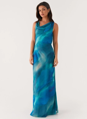 Carelle Maxi Dress - Blue Tie Dye Refined Form Light Motion