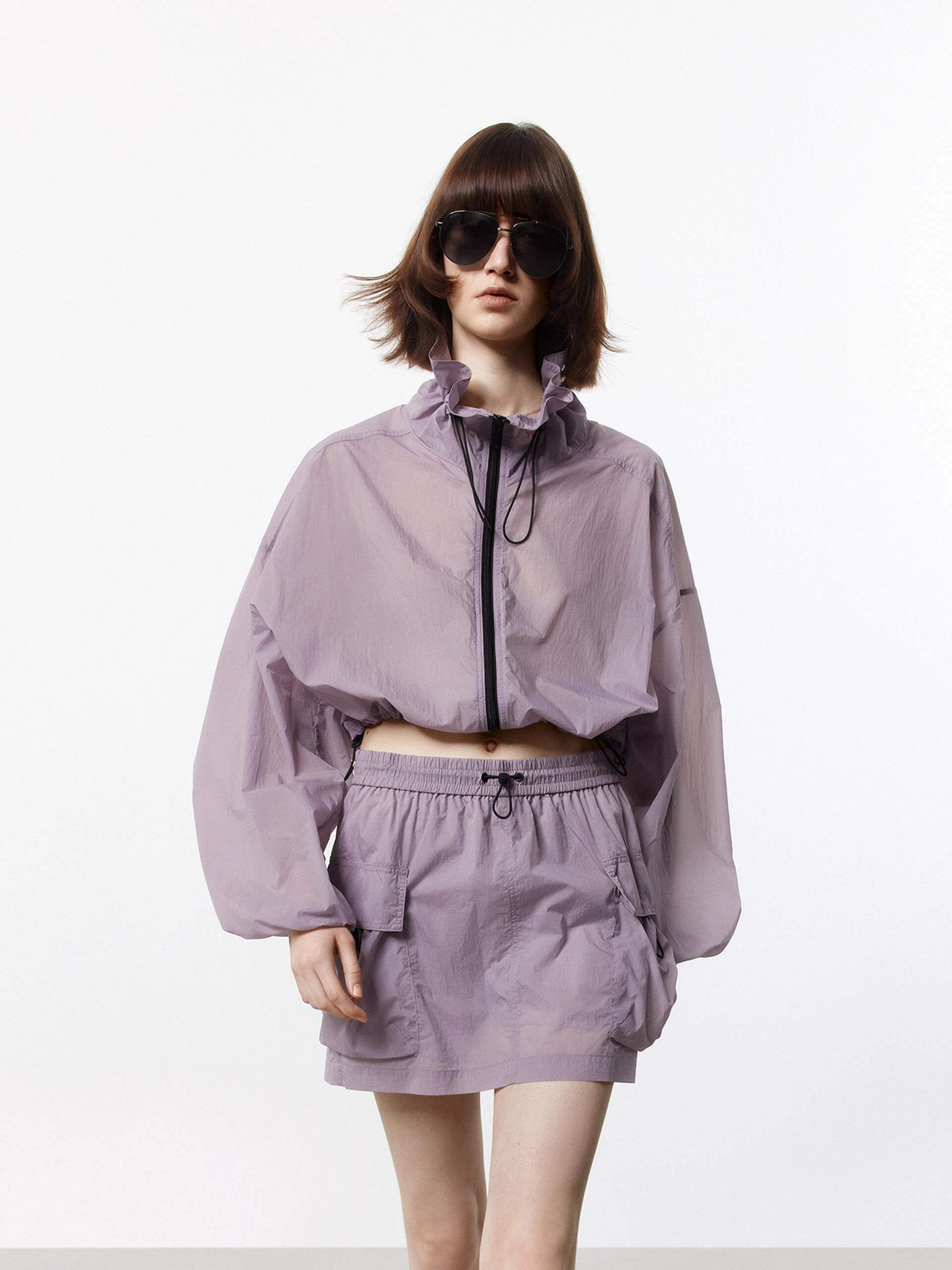 Lightweight Cropped Jacket Eco Dye Process Durable Corrosion Resistant Zippers