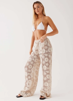 WaterRepellentCoating Active Appeal Shell Beach Crochet Pants - Ivory