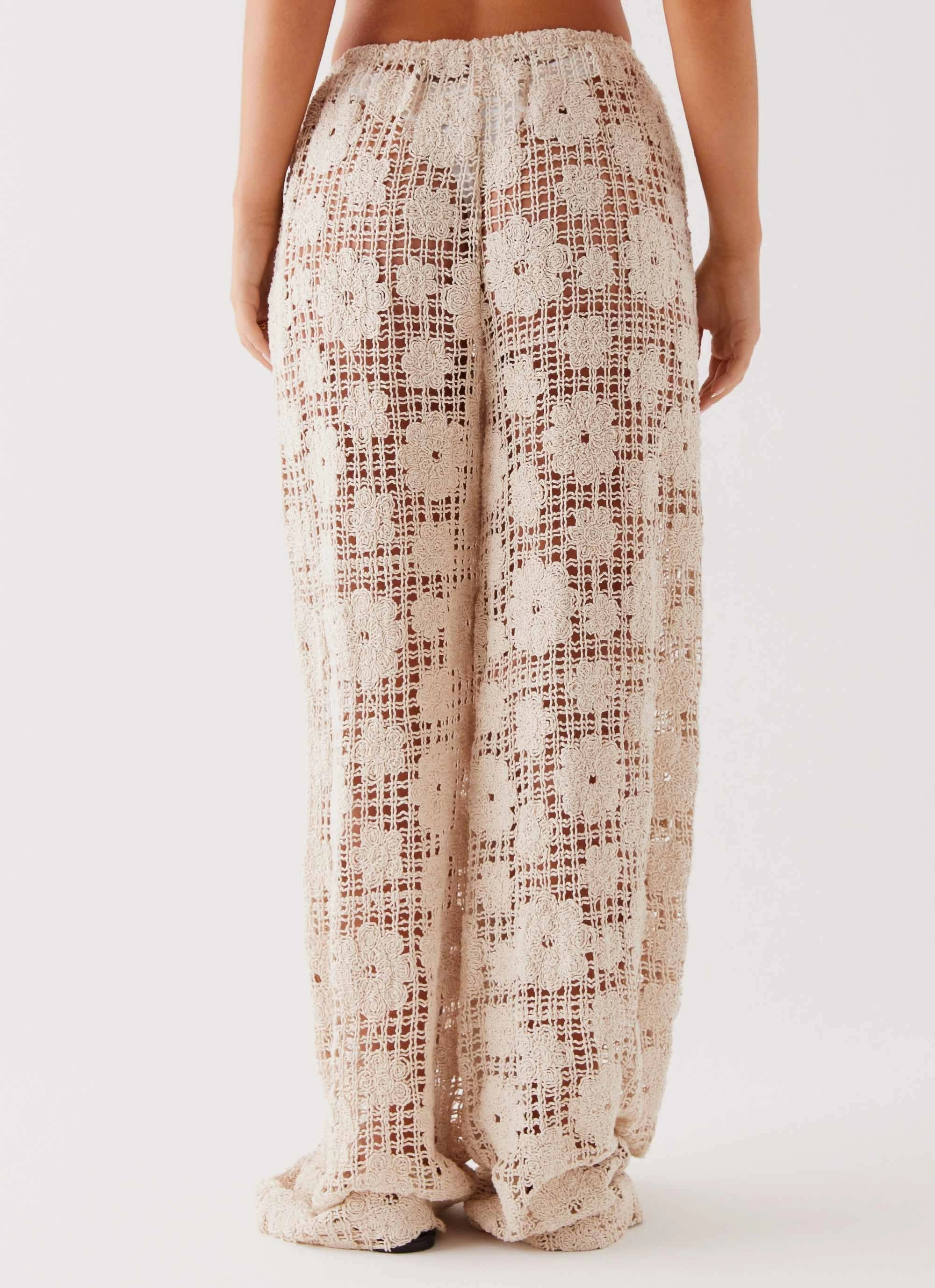 Shell Beach Crochet Pants - Ivory No Gap Waistband