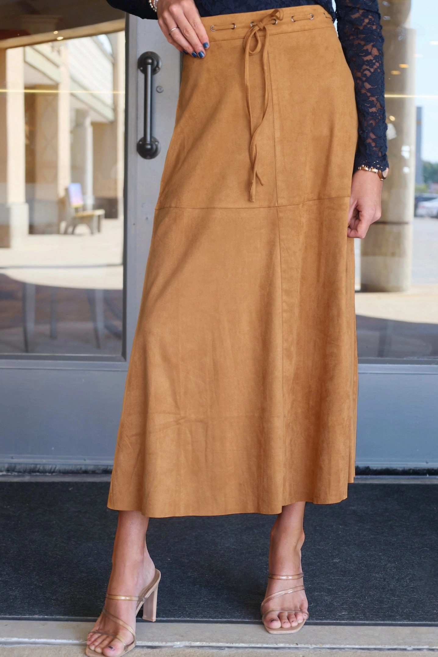 Neutral Tone Stitching Harlie A-Line Skirt