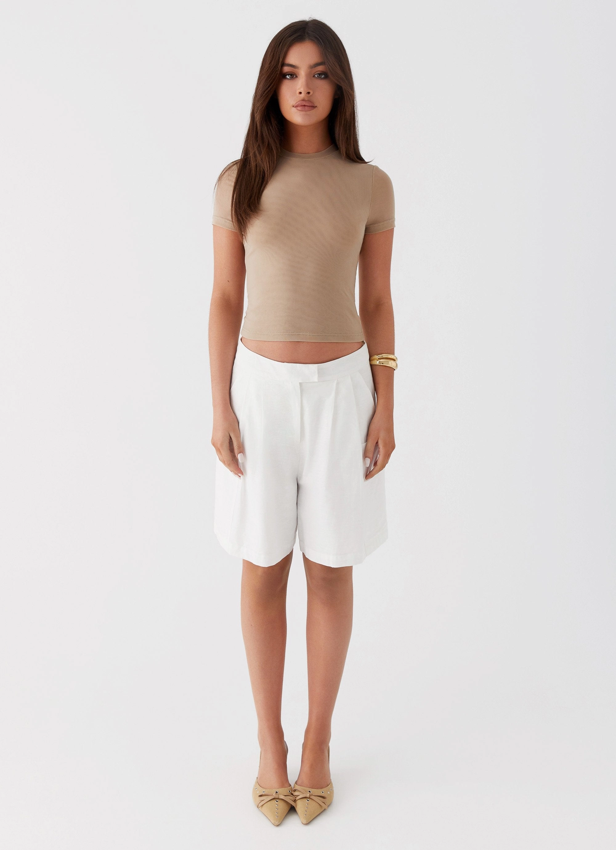 Lightweight Material Late Night Mesh Baby Tee - Taupe Active Tee