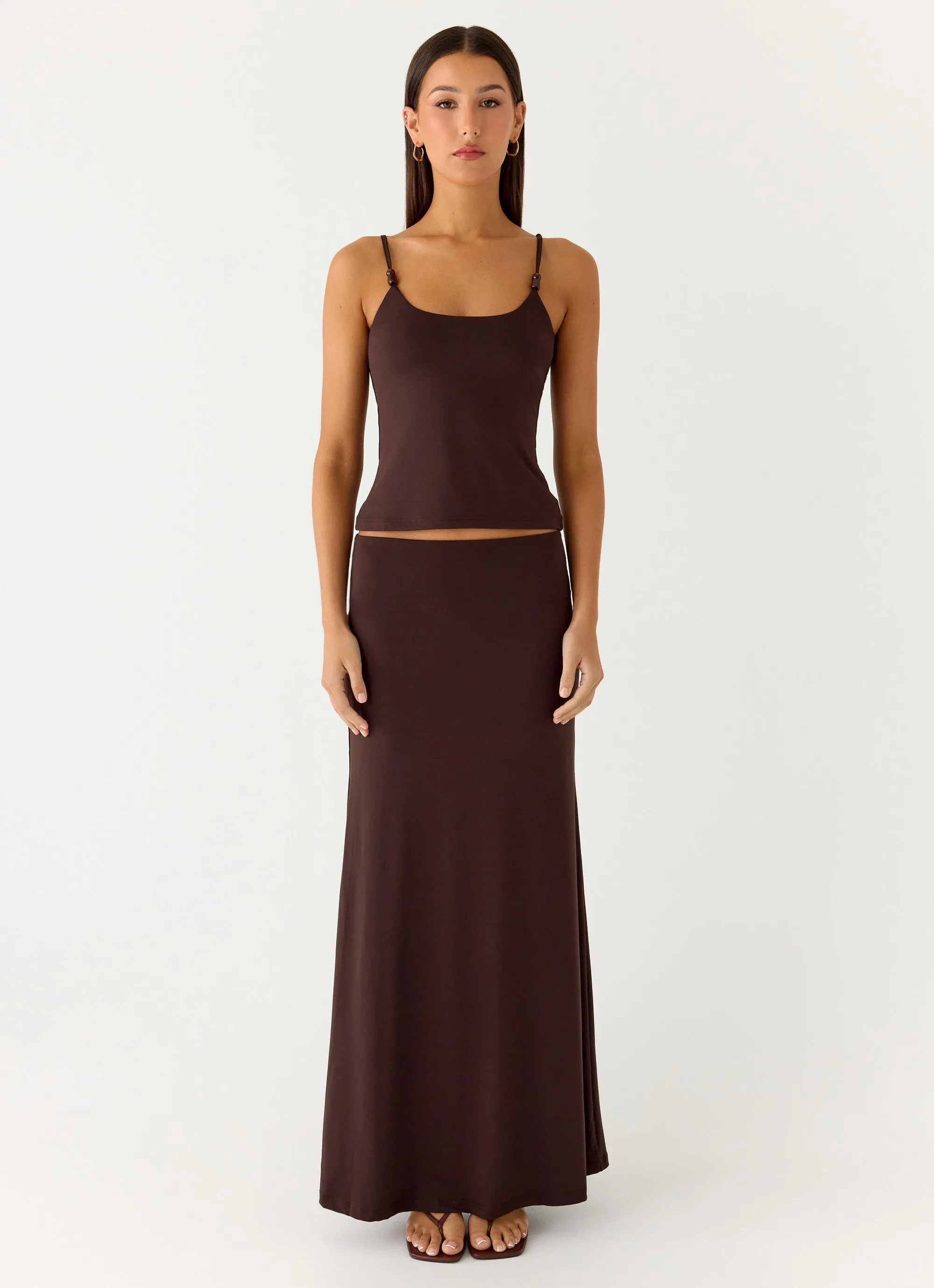 birthday party Crisscross Back Like A Flower Maxi Skirt - Chocolate