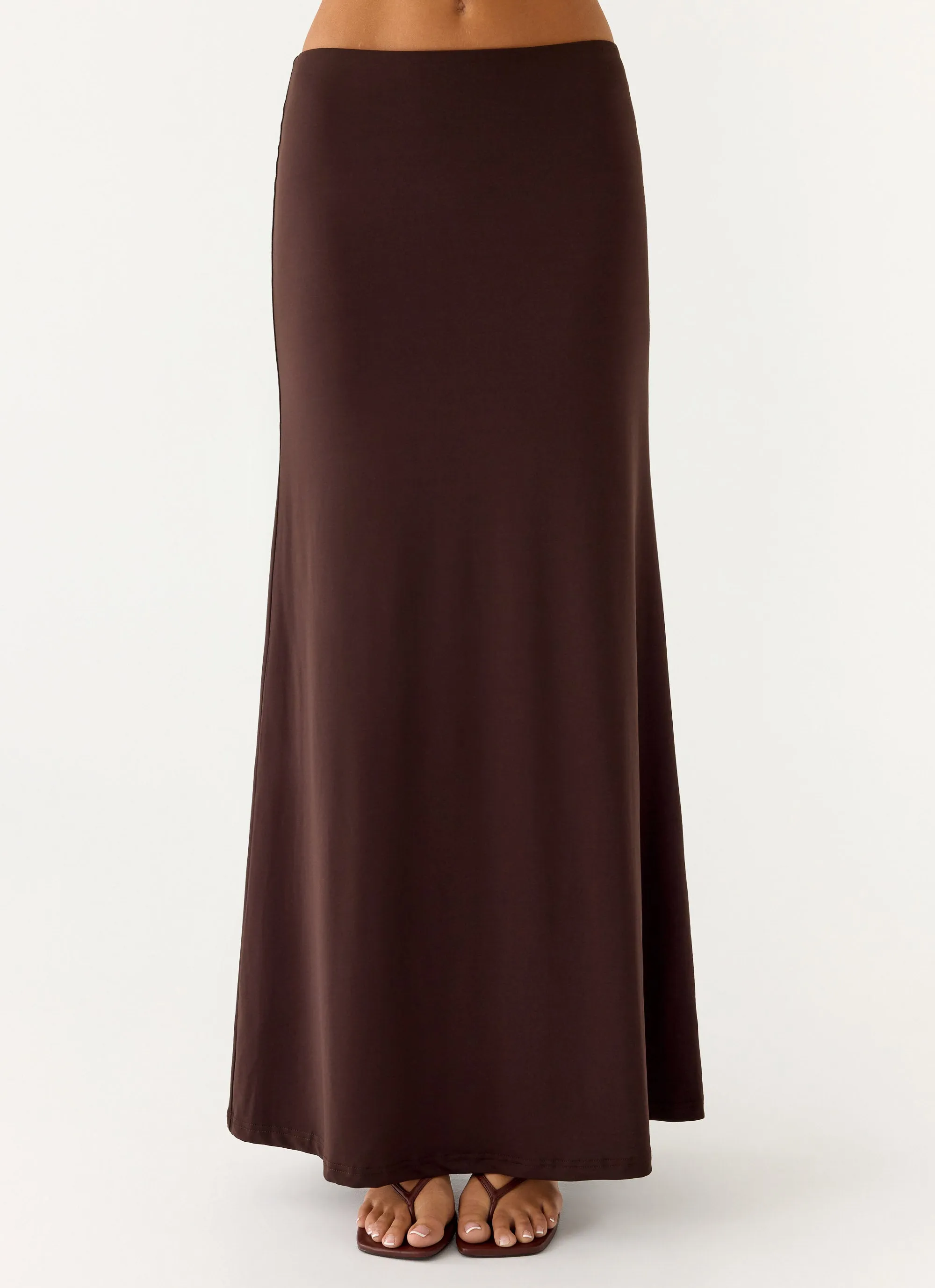 Polka Dot Day Ready Like A Flower Maxi Skirt - Chocolate