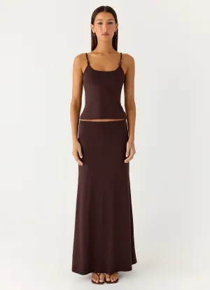 birthday party Crisscross Back Like A Flower Maxi Skirt - Chocolate
