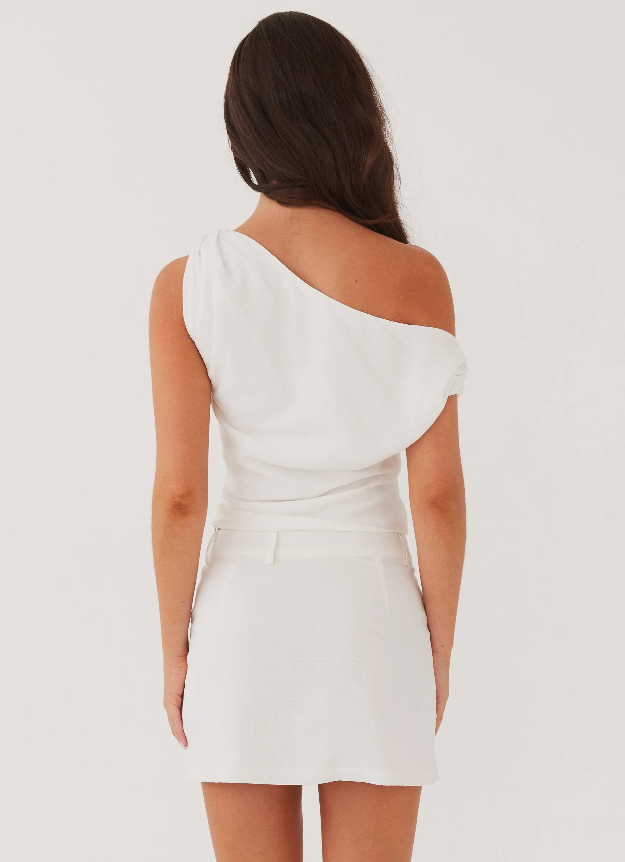 Comfort Waistline Marissa Linen Mini Skirt - White