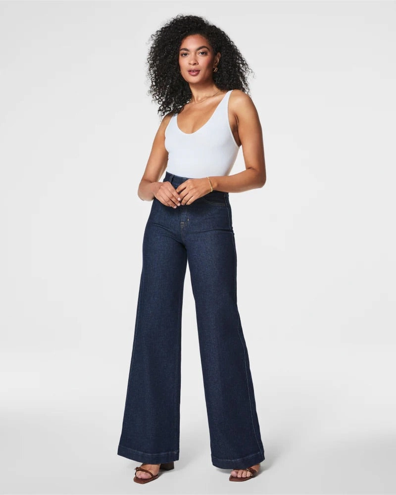 SPANX Wide Leg Jeans NonFade Dye Relaxed Tee