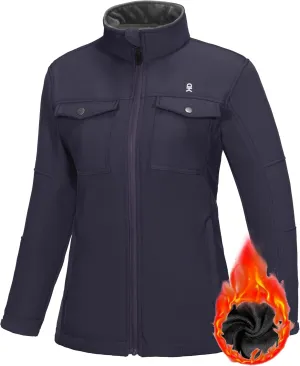 Little Donkey Andy Women's Lightweight Stand Collar Jacket Water Resistant Windbreaker Fleece Lined Warm Coat