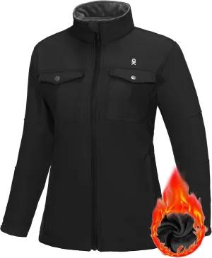 Little Donkey Andy Women's Lightweight Stand Collar Jacket Water Resistant Windbreaker Fleece Lined Warm Coat