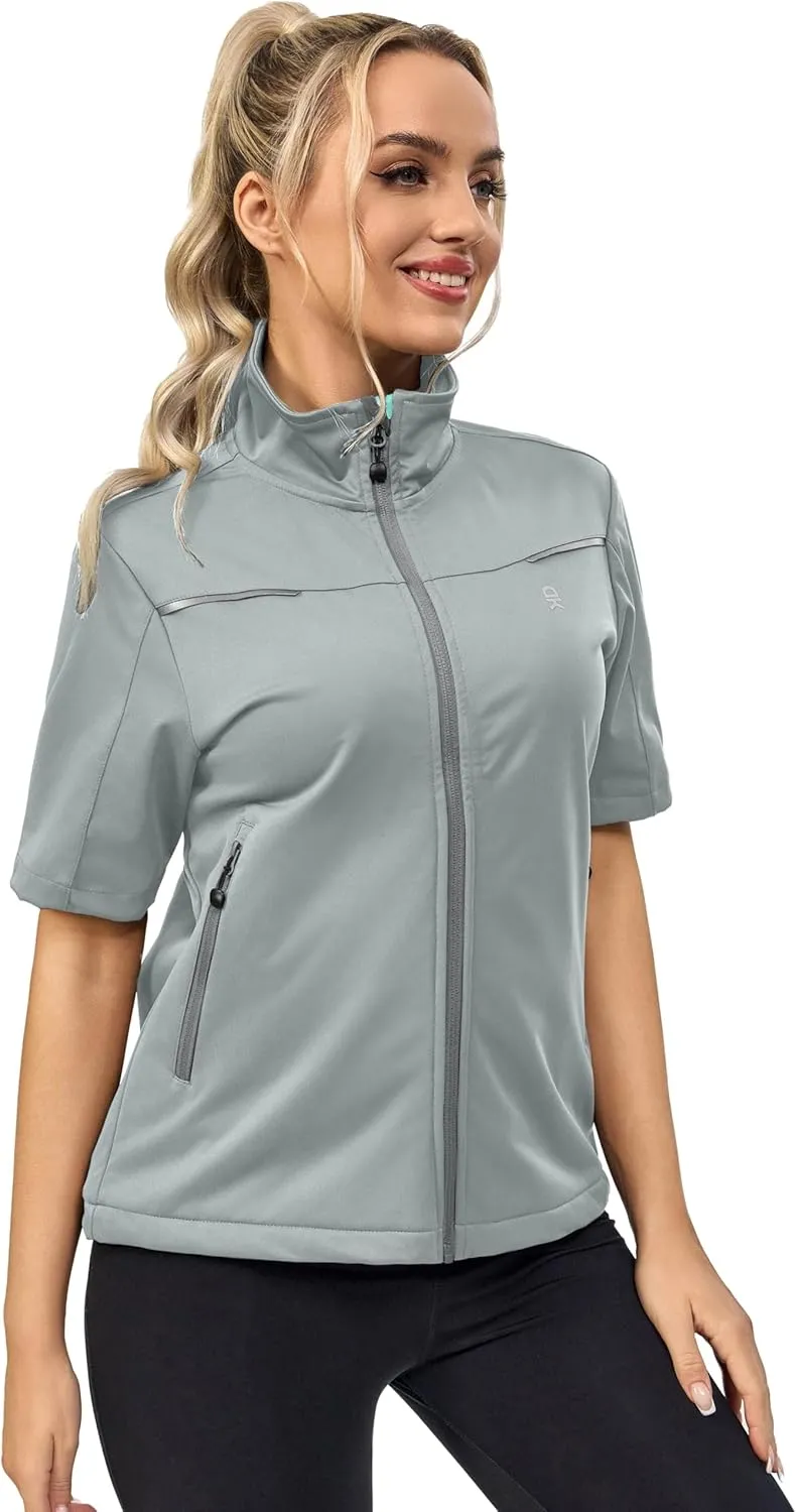 Little Donkey Andy Women's Short Sleeve Jacket Windproof Lightweight Vest for Golf Hiking Running