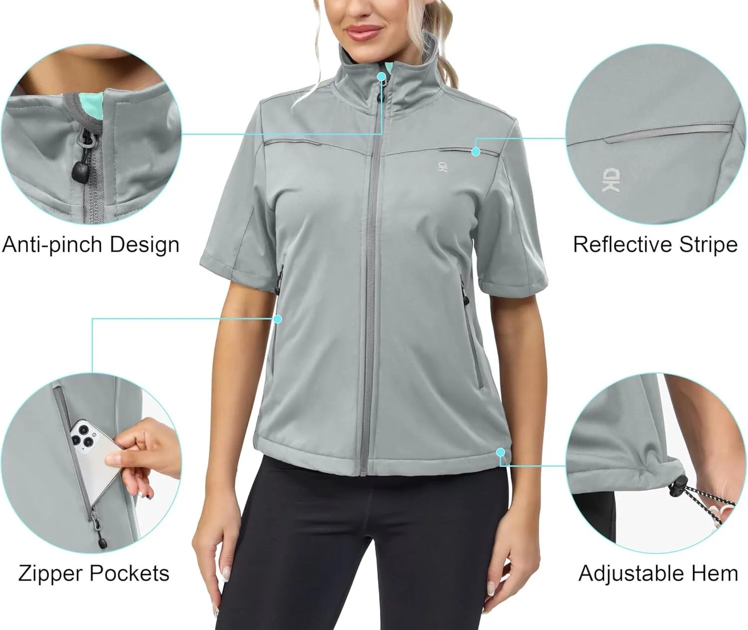 Little Donkey Andy Women's Short Sleeve Jacket Windproof Lightweight Vest for Golf Hiking Running