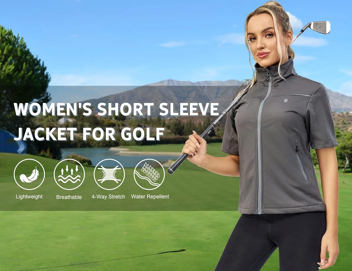 Little Donkey Andy Women's Short Sleeve Jacket Windproof Lightweight Vest for Golf Hiking Running