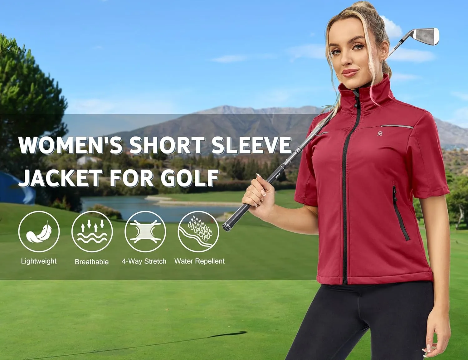 Little Donkey Andy Women's Short Sleeve Jacket Windproof Lightweight Vest for Golf Hiking Running