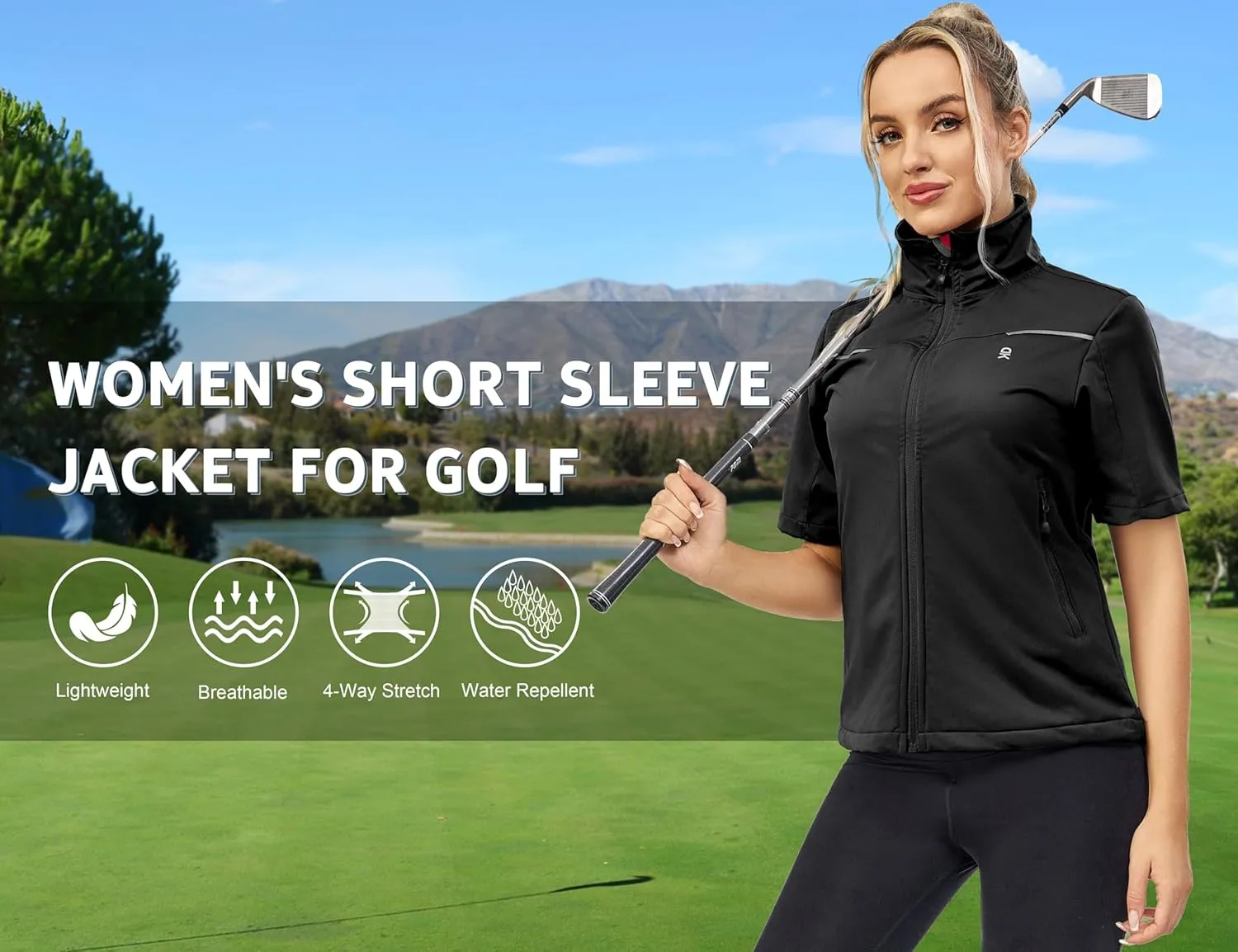 Little Donkey Andy Women's Short Sleeve Jacket Windproof Lightweight Vest for Golf Hiking Running