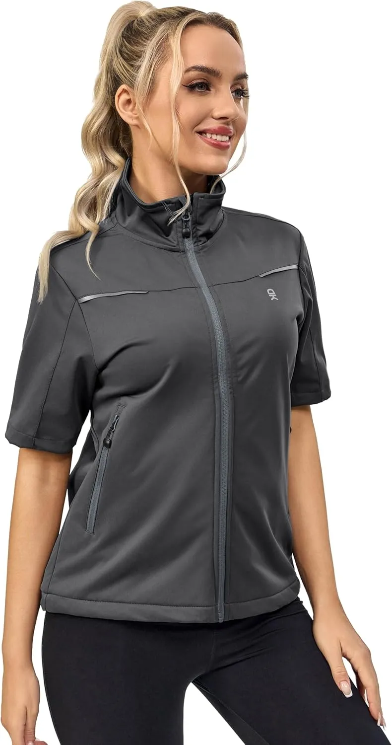 Little Donkey Andy Women's Short Sleeve Jacket Windproof Lightweight Vest for Golf Hiking Running