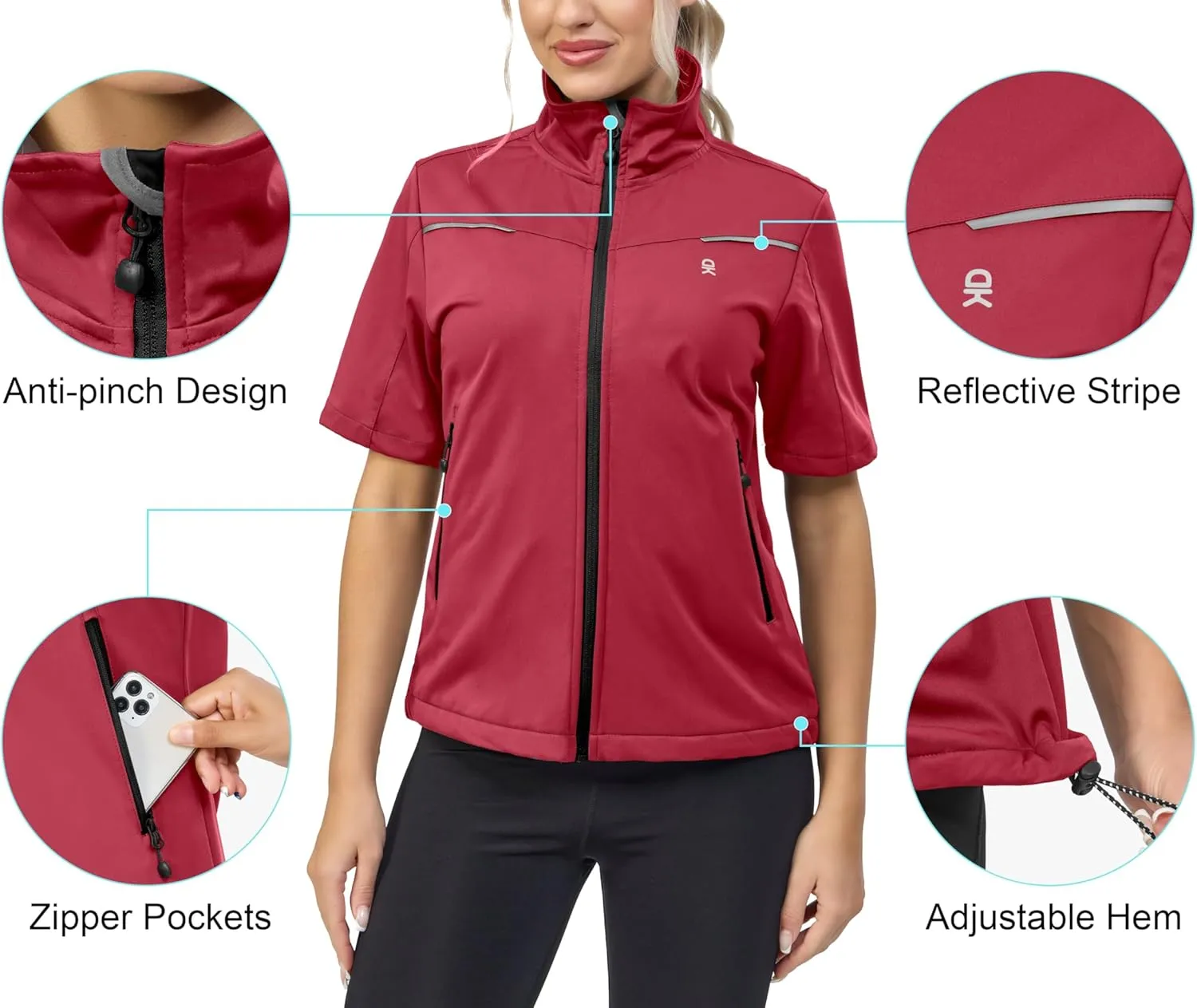 Little Donkey Andy Women's Short Sleeve Jacket Windproof Lightweight Vest for Golf Hiking Running