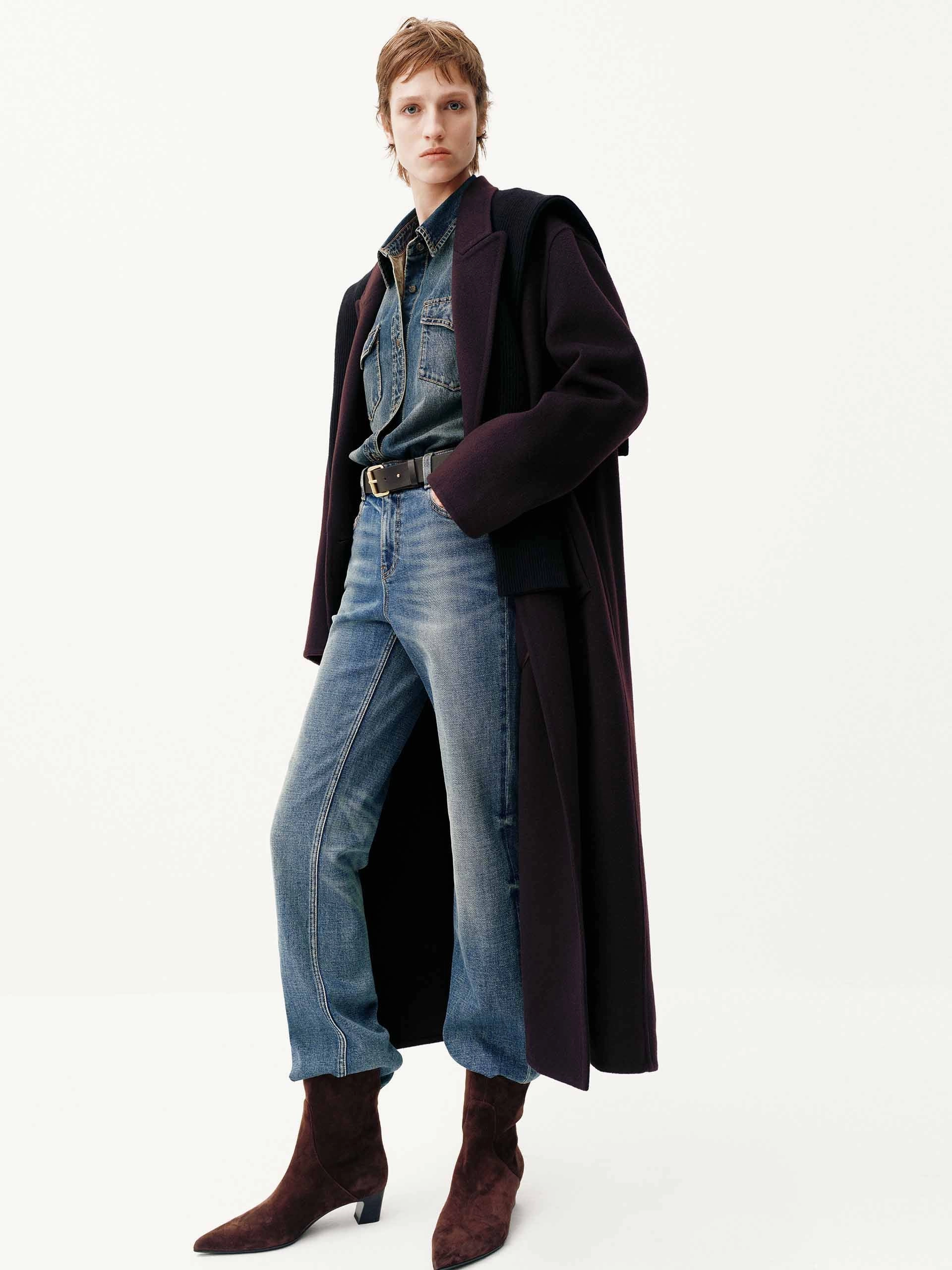 Longline Wool Coat Removable Hood