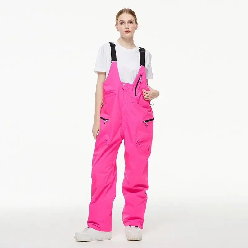 Loose Fit Ski Snow Bibs for Adult Warm One-piece Snow Overalls