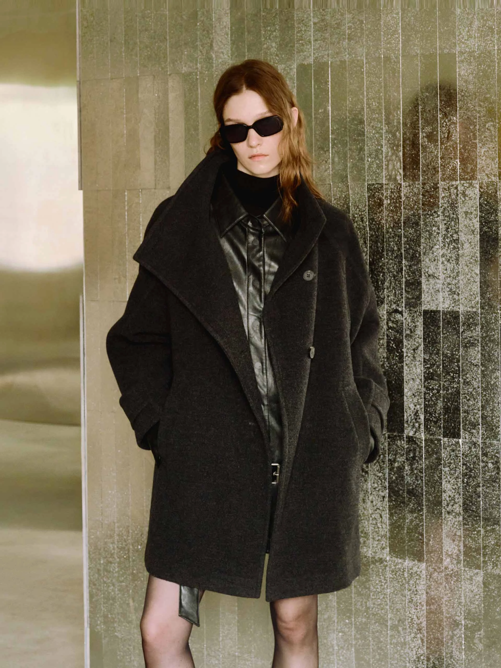 Loose Midi Wool Coat Work Tough