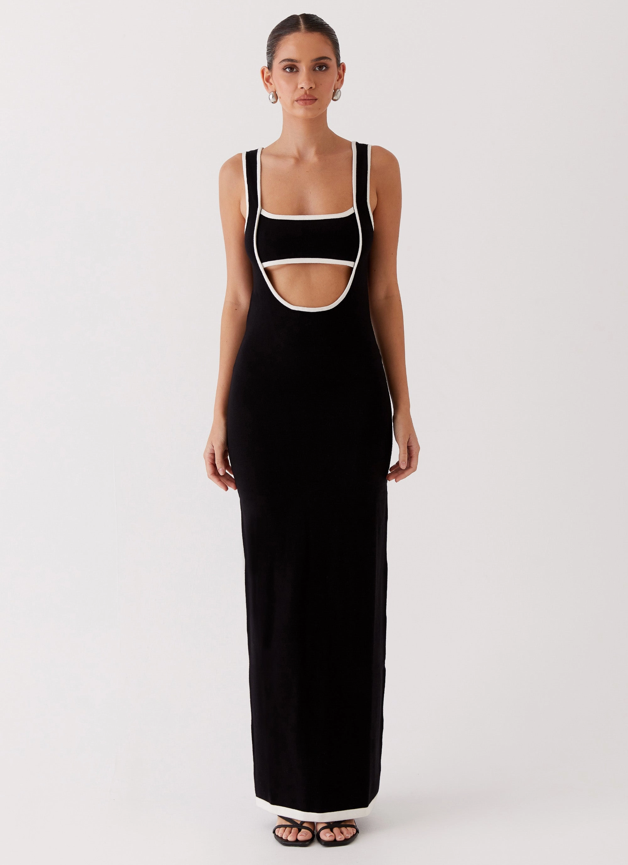 Lost In Paris Knit Maxi Dress - Black Edgy Twist