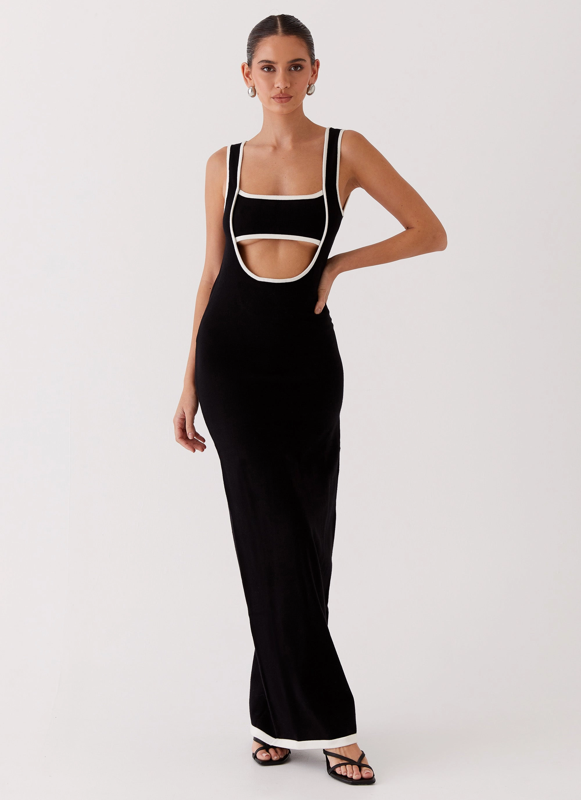 Lost In Paris Knit Maxi Dress - Black Brunch Tone