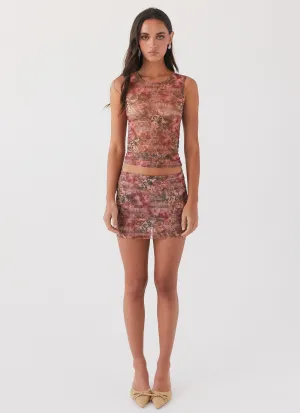 Love Child Mesh Mini Skirt - Palais Floral Fit Choice Breathable Lining