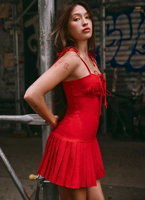 Love Seeker Corset Mini Dress - Red Layered Comfort Wear Travel-Essential