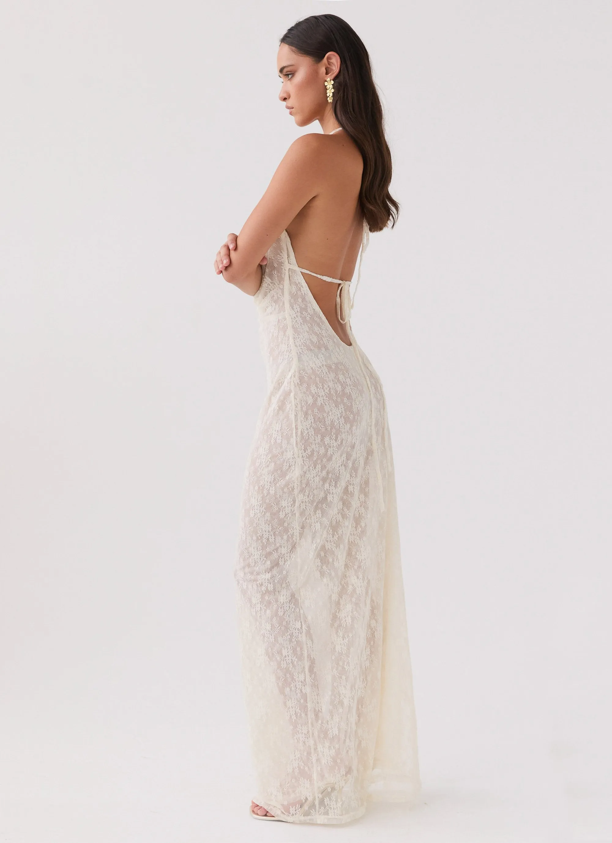 Versatile Outfit Thermoregulating Layer Champagne Coastline Maxi Dress - Ivory