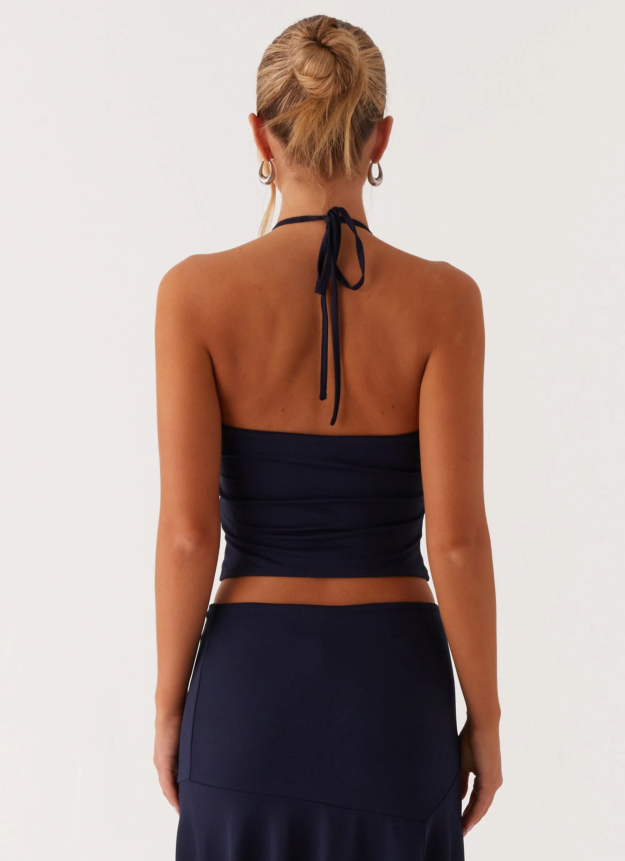 LowImpact Manufacturing Paris Nights Halter Top - Navy