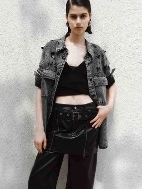 Durable Outer Layer Sequin Detail Loose Jacket