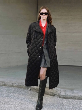 Vegan Fabric Long Quilted Down Coat
