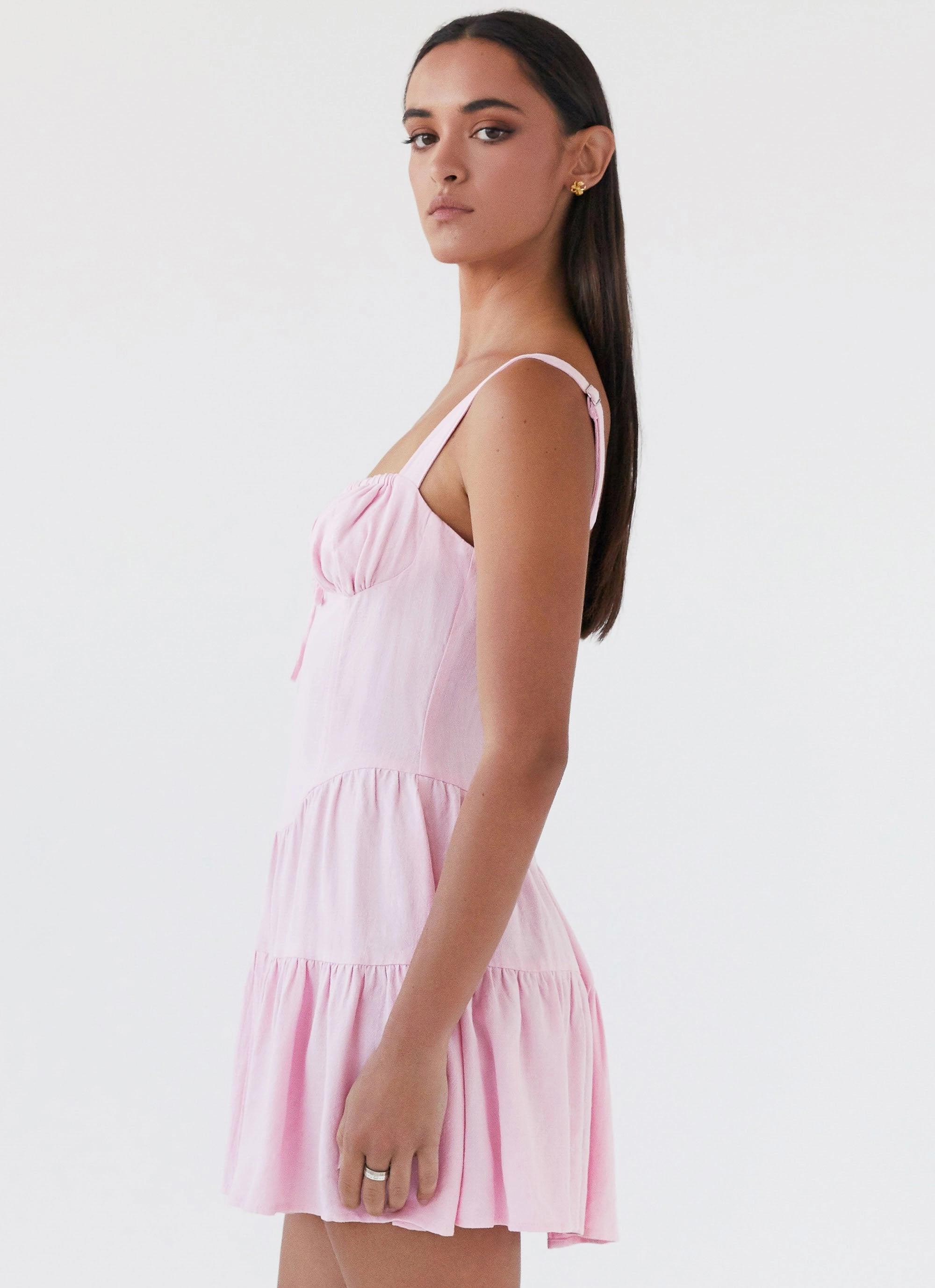 Formal Look Perfect Layers Lucie Linen Mini Dress - Pink