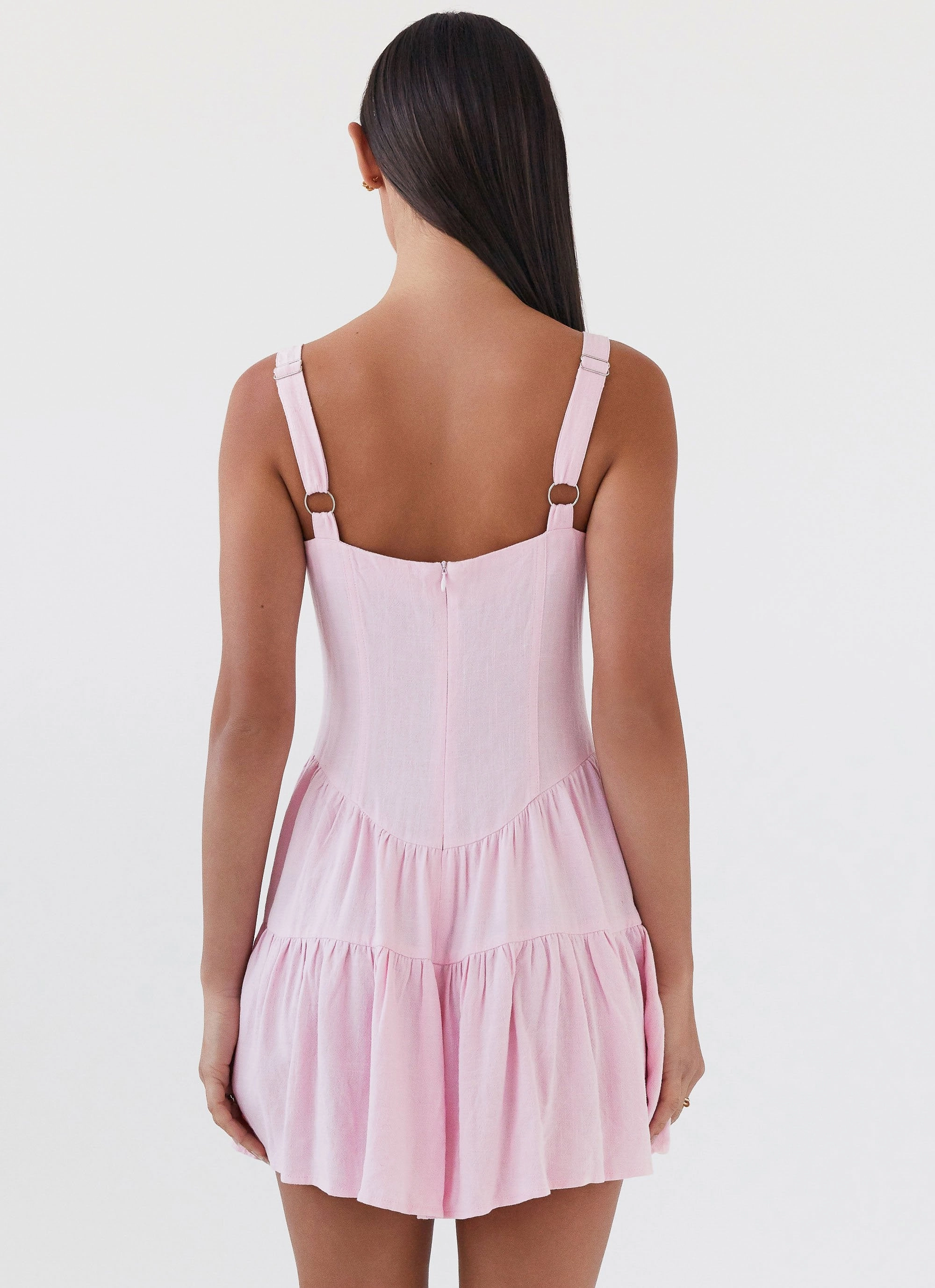 Lucie Linen Mini Dress - Pink Easy Movement