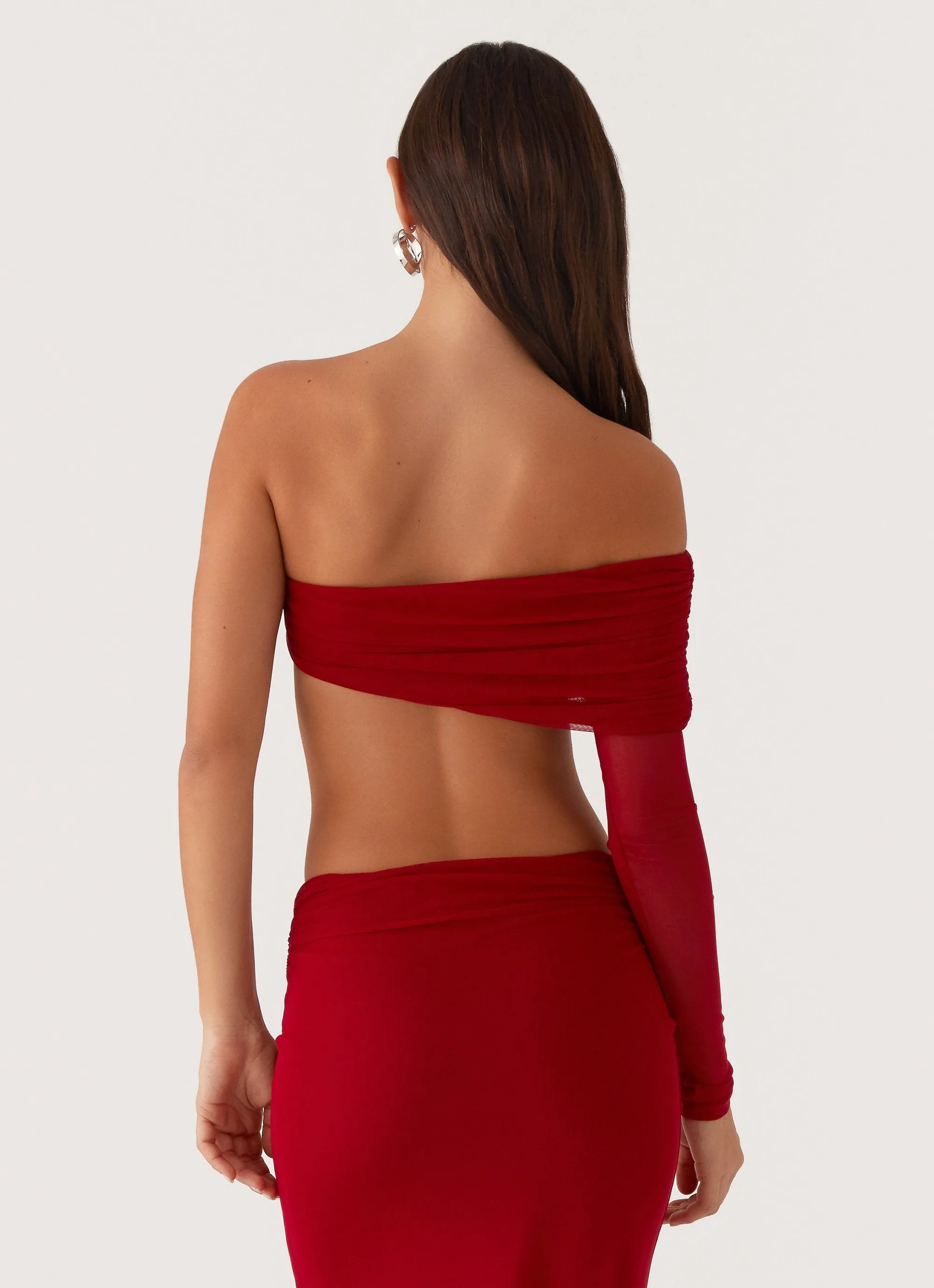 Luella One Shoulder Top - Red Eco Friendly Dye Process OdorResistantTechnology