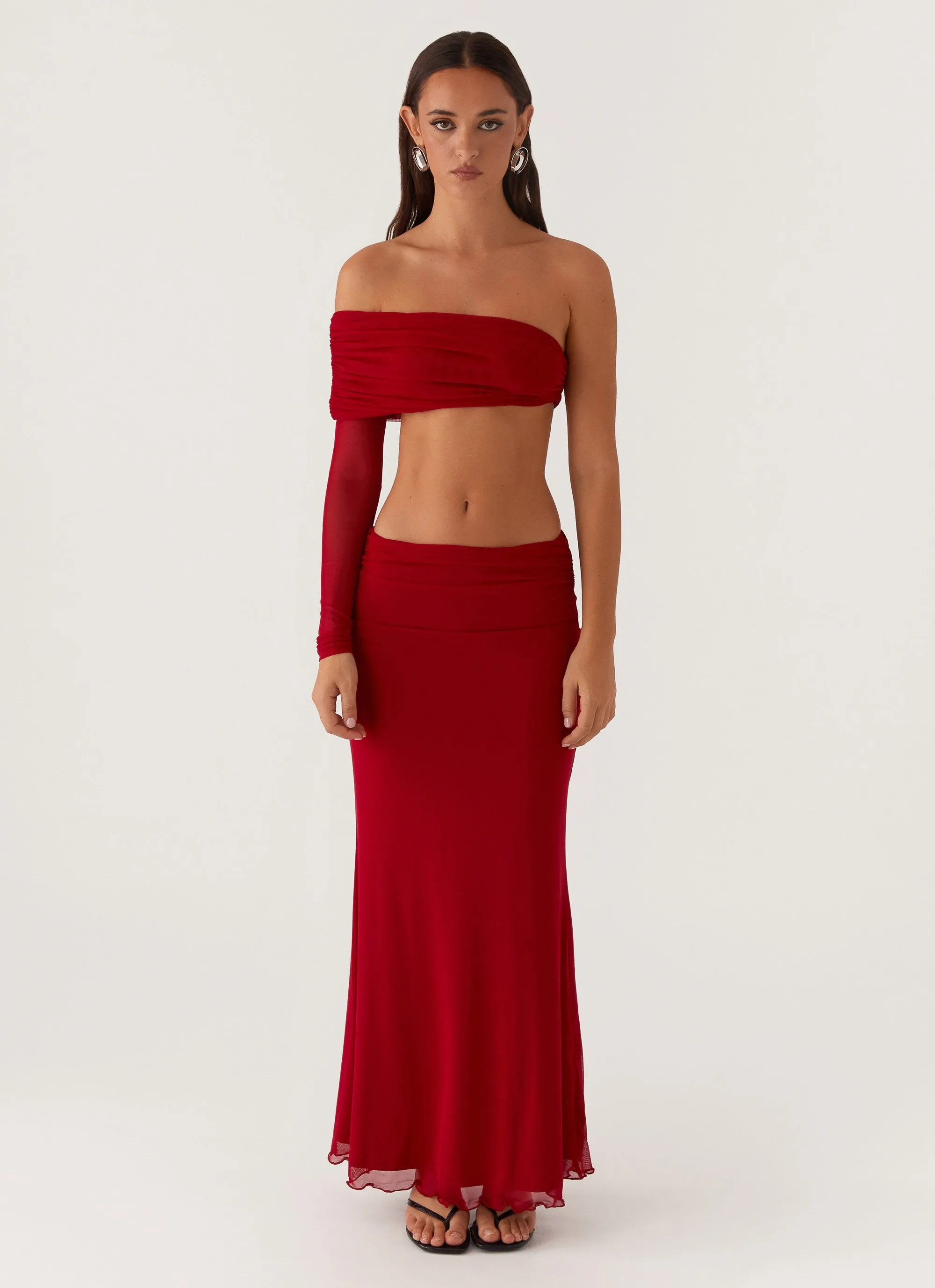 slim fit Luella One Shoulder Top - Red
