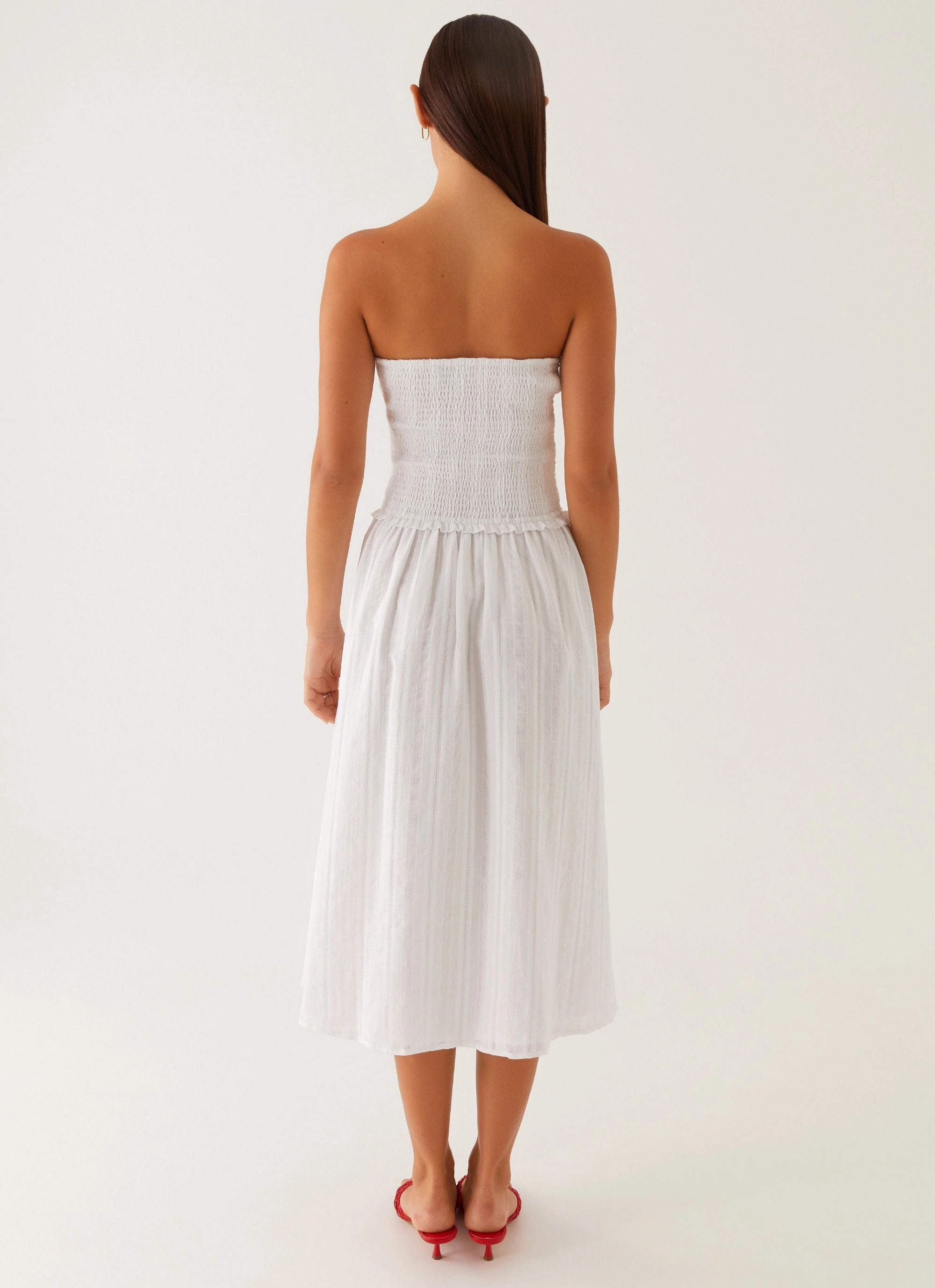 Elegant Fit Stylish Appeal Lulie Shirres Midi Dress - Ivory