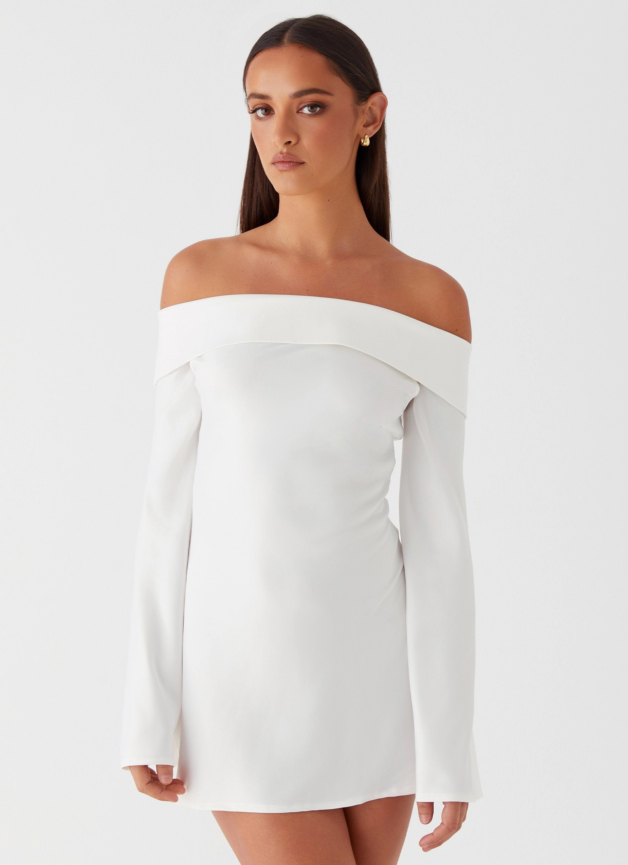 Lumina Long Sleeve Mini Dress - White Go To Wear