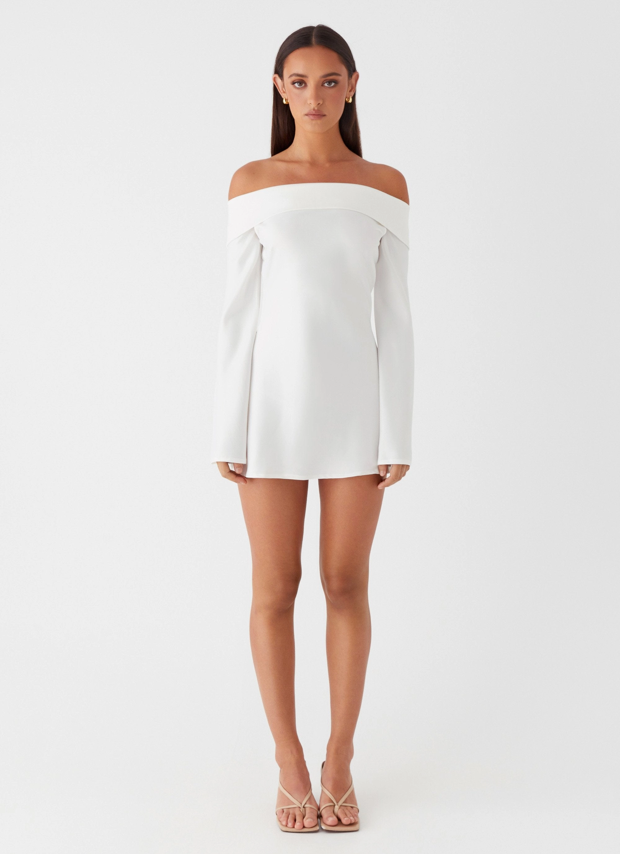 Lumina Long Sleeve Mini Dress - White Elegant Finish