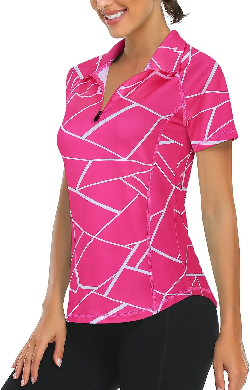 LURANEE Women's Short Sleeve Moisture Wicking Athletic Shirts Quarter Zip Pullover