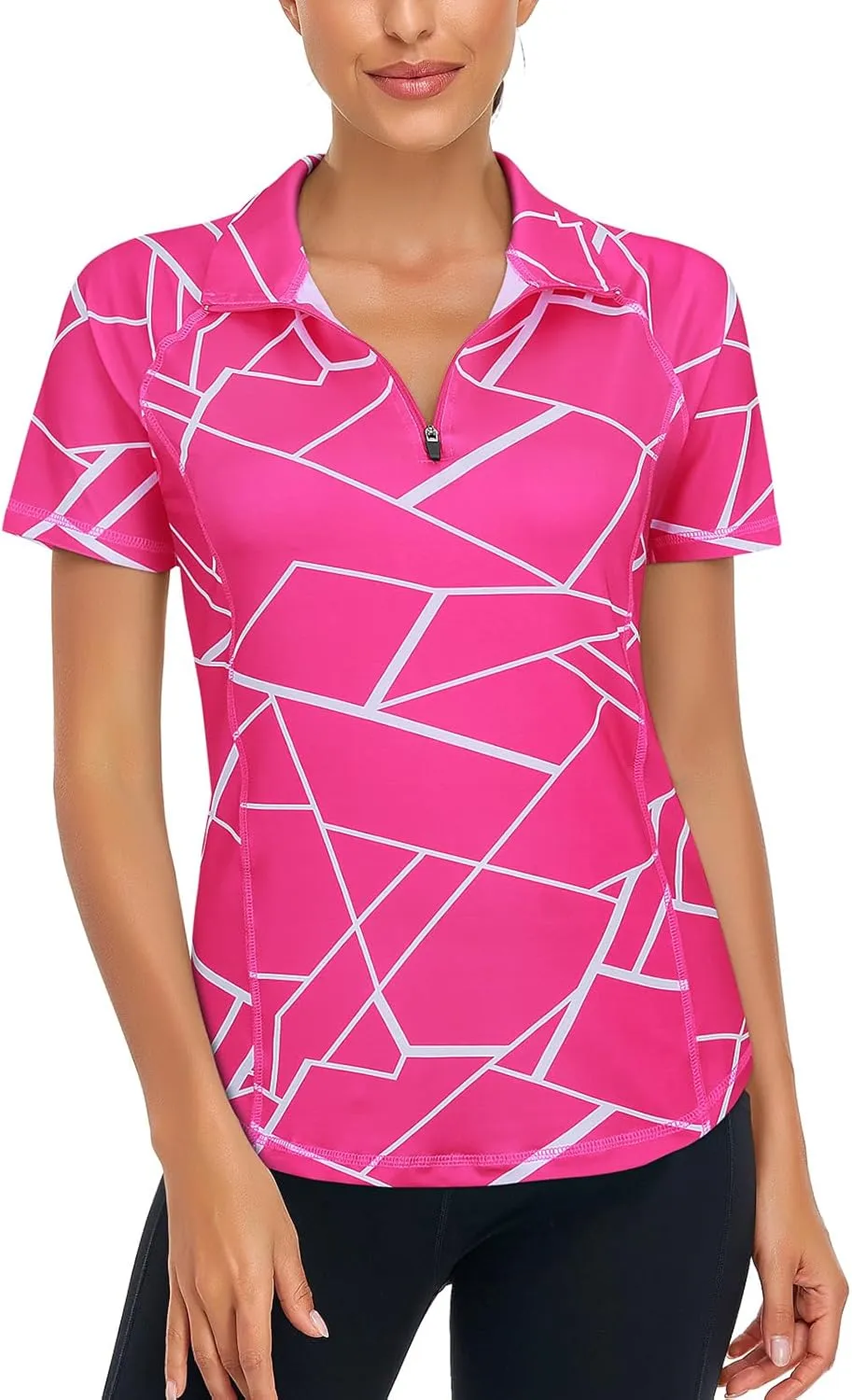 LURANEE Women's Short Sleeve Moisture Wicking Athletic Shirts Quarter Zip Pullover