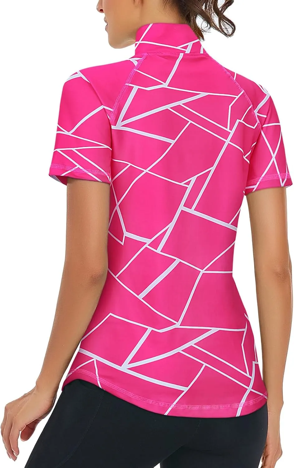 LURANEE Women's Short Sleeve Moisture Wicking Athletic Shirts Quarter Zip Pullover